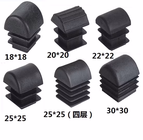 Tubi ad arco quadrati per mobili Tappi terminali per tubi in plastica nera Tappi per inserti per tubi Prodotto in gomma Parte in gomma